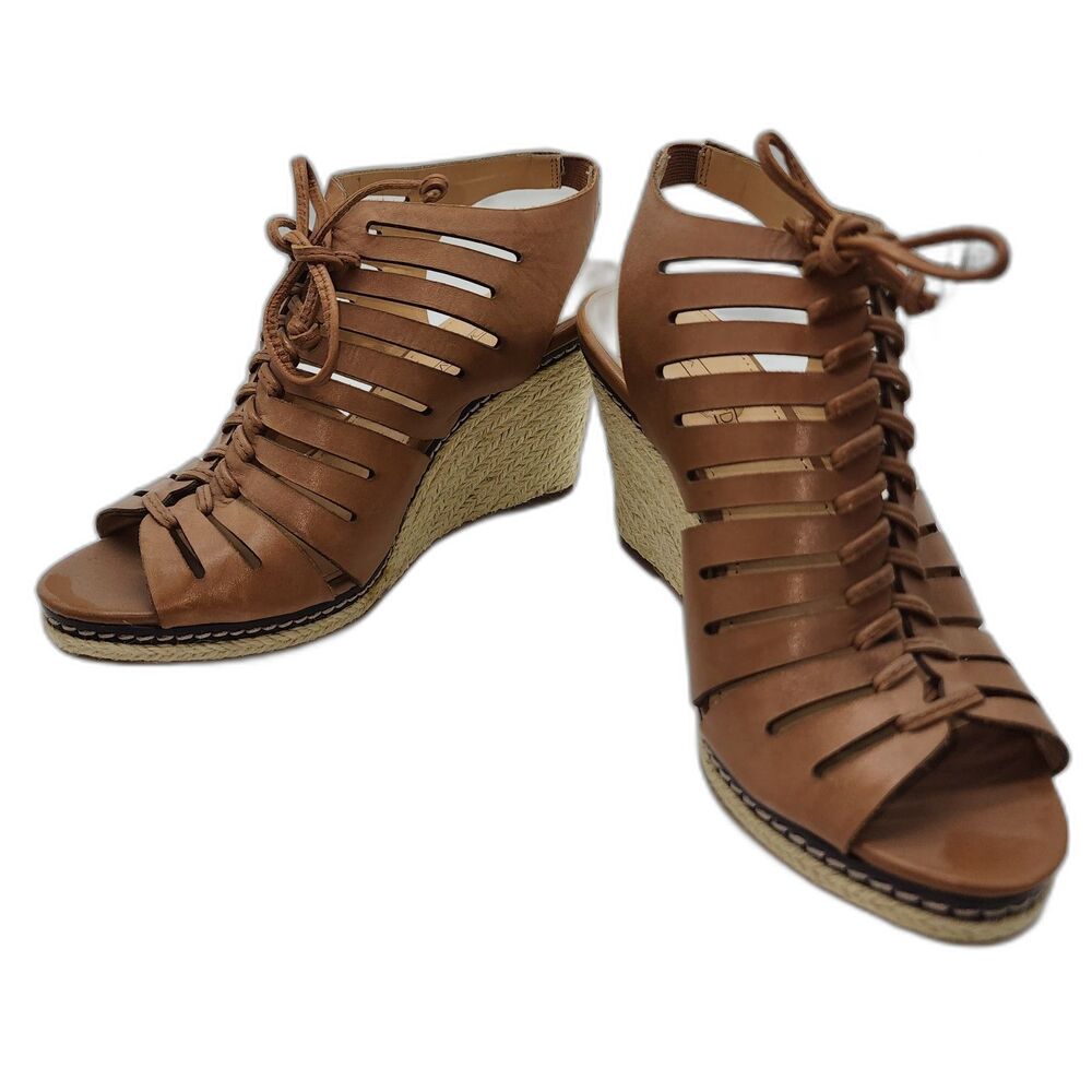 NWT Circa Joan & David Leather Cinettle 3" Wedge Sandals Size 6.5